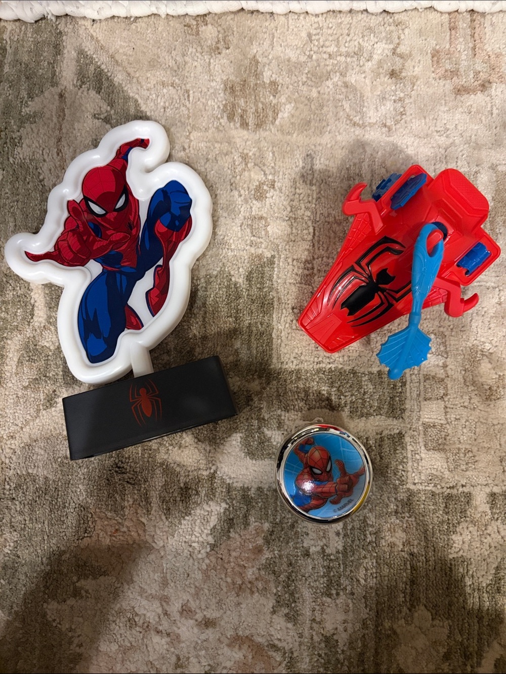 Spider-Man Toy Lot - Red Blue Spider Logo Pieces